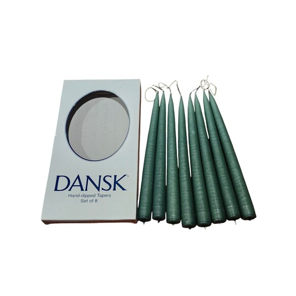 NEW Dansk Hand Dipped 10" Taper Candles Set of 8 GREEN - Picture 2 of 3